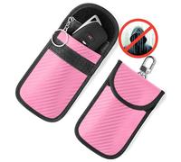 Vammcht Upgraded Faraday Bag for Key Fob (2 Pack), Premium Faraday Key Fob Protector- Car RFID Signal Blocking, Car Security Protection, Anti-Theft Pouch, Anti-Hacking Case Blocker Pink