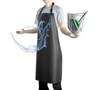 Vammcht Waterproof Apron with Comfortable Adjustable Bib Rubber Vinyl Dishwasher Heavy Duty Apron for Men Women Dishwashing, Black, One Size Fits All