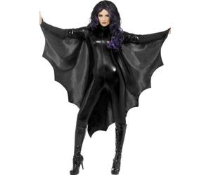 Vampire Bat Black Wings Womens Girls Halloween Fluted Cape Costume Accessory New