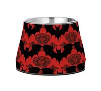 Vampire Bat Red Black Dogs Water Bowl with Stand Stainless Steel Cats Food Bowls for Small Pet Whisker Friendly