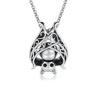 Vampire Bat Urn Necklace for Ashes 925 Sterling Silver Goth Cremation Jewelry Memorial Keepsake Pendant for The Loved One
