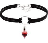 Vampire Blood Vial Drop Circle Wrapped Rope Choker Necklace for Women Halloween Holiday