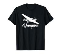 Vampire British Jet Fighter Plane Flying Silhouette T-Shirt