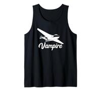 Vampire British Jet Fighter Plane Flying Silhouette Tank Top