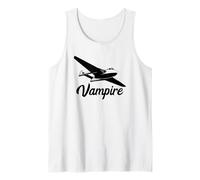 Vampire British Jet Fighter Plane Flying Silhouette Tank Top