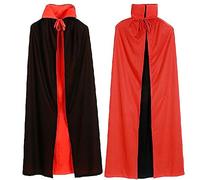 Vampire Cape Double Layer Black Red Standing Collar Hatless Halloween Cosplay Robe Party Dress up Unisex Fit Accessory