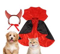 Vampire Cape for Cats with a Horn Headband and Gothic