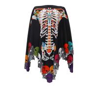Vampire Cape Lace Skeleton Print Cloak Halloween Costume