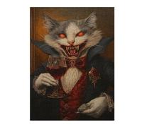 Vampire Cat with Wine Glass-5 Classic Jigsaw Puzzle for Adults, 500 PCS