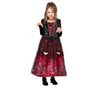 Vampire Costume Girls Vampiress Halloween Dracula Fancy Dress Kids Outfit