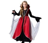 Vampire Costume Kids Girls Loyal Vampire Dress Halloween Costumes for Girls Role Play, Vampire-Themed Party, Cosplay, Vampiress Queen Dress Up (Red, 5-6 Years)