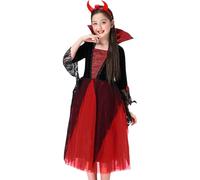 Vampire Costume Kids - Gothic Vampire Queen Costume for Girls | Royal Vampire Outfit for Halloween Dress, Carnival Cosplay, Role Play, Spooky Princess Costume for Event