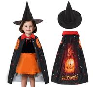 Vampire Costume Kids, Halloween Costumes Vampire Cape with Wizard Hat Set, Halloween Costumes for Kids, Pumpkin Fancy Dress Outfit for Boys Girls