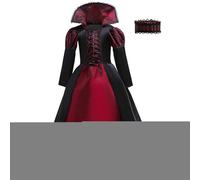 Vampire Costume Kids | Noble Gothic Vampire Queen Fancy Dress up,Scary Spooky Accessories for Halloween Carnival School Cosplay Photo Prop Performances Party