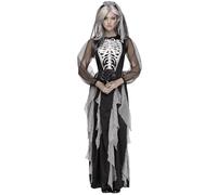 Vampire Costume Women Skeleton Bride Dress Off Shoulder Gothic