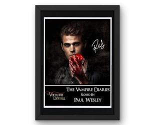 Vampire Diaries Paul Wesley/Stefan Salvatore Version 2 Signed Autograph Print Poster Black Framed Mounted Wall Art (10x12) Actor Artwork for Home & Office Decor Gift