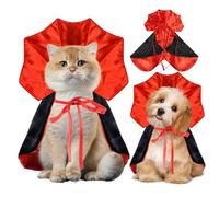 Vampire Dog Cat Costume - Devil Cape Cloak for Small to Medium Dogs & Cats - Cat Outfits for Halloween Party & Pet Cosplay
