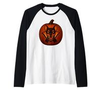 Vampire Dog Halloween Pumpkin Carving Jack O Lantern Raglan Baseball Tee