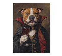 Vampire Dog with Wine Glass-3 Detailed Jigsaw Puzzle for Adults, 500 PCS