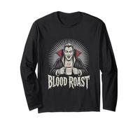Vampire Drinking Hot Coffee with Blood Mug Long Sleeve T-Shirt