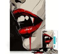 Vampire Fangs 1000 Adult Pieces Jigsaw Puzzle Mind Challenge Toy Neat Cut Perfect Alignment Family Fun Night Activity (38x52cm)