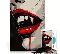 Vampire Fangs Adults 1000 Pieces Puzzle Mental Fun Game Advanced Laser Cutting Tech Amusing Challenge for Waiting Time (50x75cm)