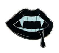 Vampire Fangs Black Lips Enamel Brooch Pin Backpack Hat Bag Collar Lapel Pins Badges Women Men's Gothic Hip-hop Jewelry Halloween Accessories, Metal, no gemstone