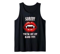 Vampire Fangs Emo Halloween Sorry You're Not My Blood Type Tank Top