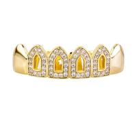 Vampire Fangs Grillz Full Paved Cubic Zirconia Unisex Tooth Jewelry | 18K Gold Plated Silver Fully Set with Large Cubic Zirconia Detachable Unisex Fashion Jewelry Gift