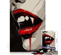 Vampire Fangs Jigsaw Puzzles for Adults1000 Piece Mind Training Cozy Downtime Laser Cut Joyful Xmas (38x52cm)