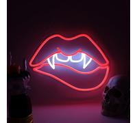 Vampire Fangs Lip Neon Sign Halloween Decorations Horror Theme LED Light Up Sign Wall Decor for Man Cave, Party Decor, Birthday Gift