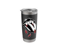 Vampire Fangs Teeth x Gothic Lips Blackwork Stainless Steel Insulated Tumbler
