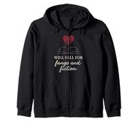 Vampire Fiction Bookish Romantic Fang Reader Literary Dark Zip Hoodie