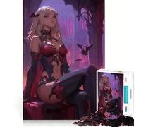 Vampire Girl in Gothic Setting Gaming Jigsaw 1000 Pieces Memory Skill Fun Smooth Edge Perfect Interlock Fun-filled Way to Fill Empty Hours (50x75cm)