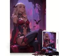 Vampire Girl in Gothic Setting Gaming Jigsaw Puzzles for Adults1000 Piece Mind Training Cozy Downtime Laser Cut Joyful Xmas (38x52cm)