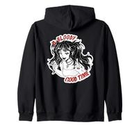 Vampire Goth Girl Retro Horror Manga Bloody Bites Dark Zip Hoodie