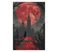 Vampire Gothic City Spooky Themed Wooden Jigsaw Puzzle for Adults, 1000 PCS