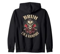 Vampire Halloween Costume Bruh I'm A Vampire Dracula skull Zip Hoodie