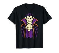 Vampire Halloween Costume Cape Fangs Portrait Cartoon T-Shirt