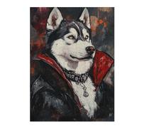 Vampire Husky Art Print Classic Jigsaw Puzzle for Adults, 500 PCS