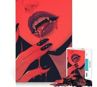 Vampire Lips 1000 Piece Adult Puzzles Logic Puzzle Play Precision Cut Smooth Edges for Family Gatherings (50x75cm)
