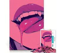 Vampire Lips 1000 Piece Jigsaws for Adults Brain Recall Game Tight Interlock No Gaps Calming Mental Break Activity (38x26cm)