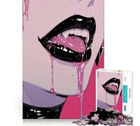 Vampire Lips 1000 Piece Teenager Puzzles Brain Boosting Play Tight Interlock No Gaps Relaxing Indoor Group Activity (50x75cm)