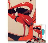 Vampire Lips Adults 1000 Pieces Puzzle Mental Fun Game Advanced Laser Cutting Tech Amusing Challenge for Waiting Time (50x75cm)