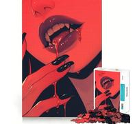 Vampire Lips Adults Puzzles 1000 Piece Jigsaws Recall Skill Fun High Precision Die Cut Easy to Learn Family Enjoyment (38x26cm)