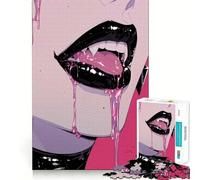 Vampire Lips Adults Puzzles 1000 Piece Jigsaws Recall Skill Fun High Precision Die Cut Easy to Learn Family Enjoyment (38x52cm)