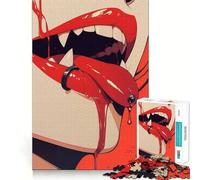 Vampire Lips Jigsaw 1000 Pieces for Teenagers Memory Train Fun Clean Seamless Connection Relaxing Indoor Group Activity (38x52cm)