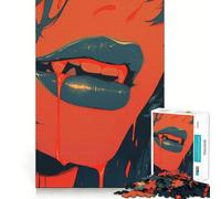 Vampire Lips Jigsaw 1000 Pieces for Teenagers Memory Train Fun Clean Seamless Connection Relaxing Indoor Group Activity (38x52cm)