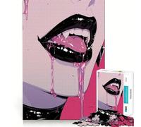 Vampire Lips Jigsaw for Teenagers 1000 Pieces Mental Improve Play Uniform Size Precise Pieces Family Fun Night Activity (38x26cm)
