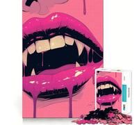 Vampire Lips Jigsaw for Teenagers 1000 Pieces Mind Boost Fun Clean Cut Sturdy Components Heartwarming Gathering Activity (38x52cm)